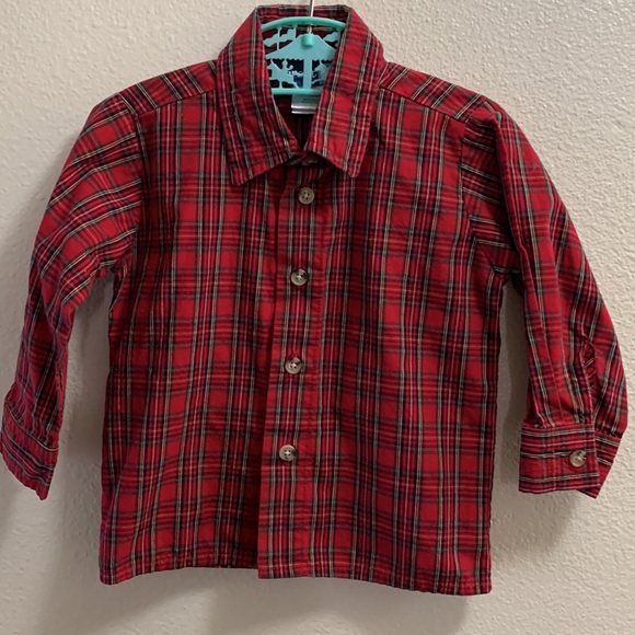 Great Guy Red Plaid Striped Christmas Holiday Button Down Shirt Boy’s Size 2T - Picture 1 of 7